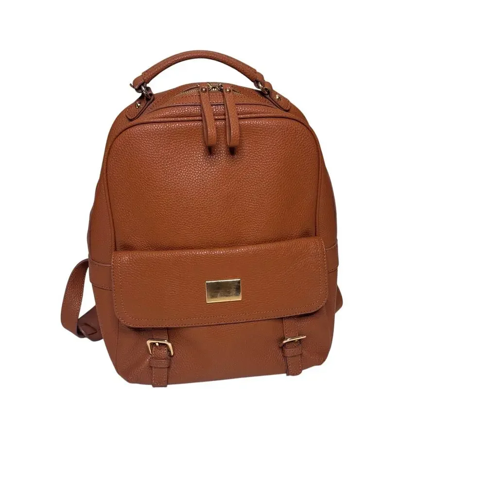 Renwick Camel Leather RFID Protection Backpack